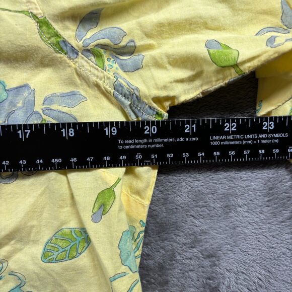 Fresh Produce Women Button Front Cotton Shirt USA Made Yellow Floral Medium D108 - Picture 5 of 10